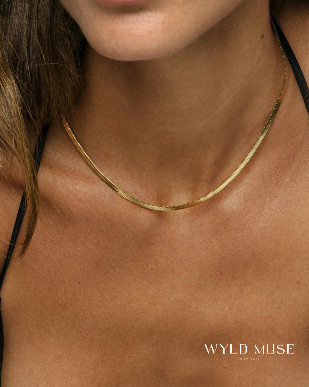 Herringbone Necklace Gold